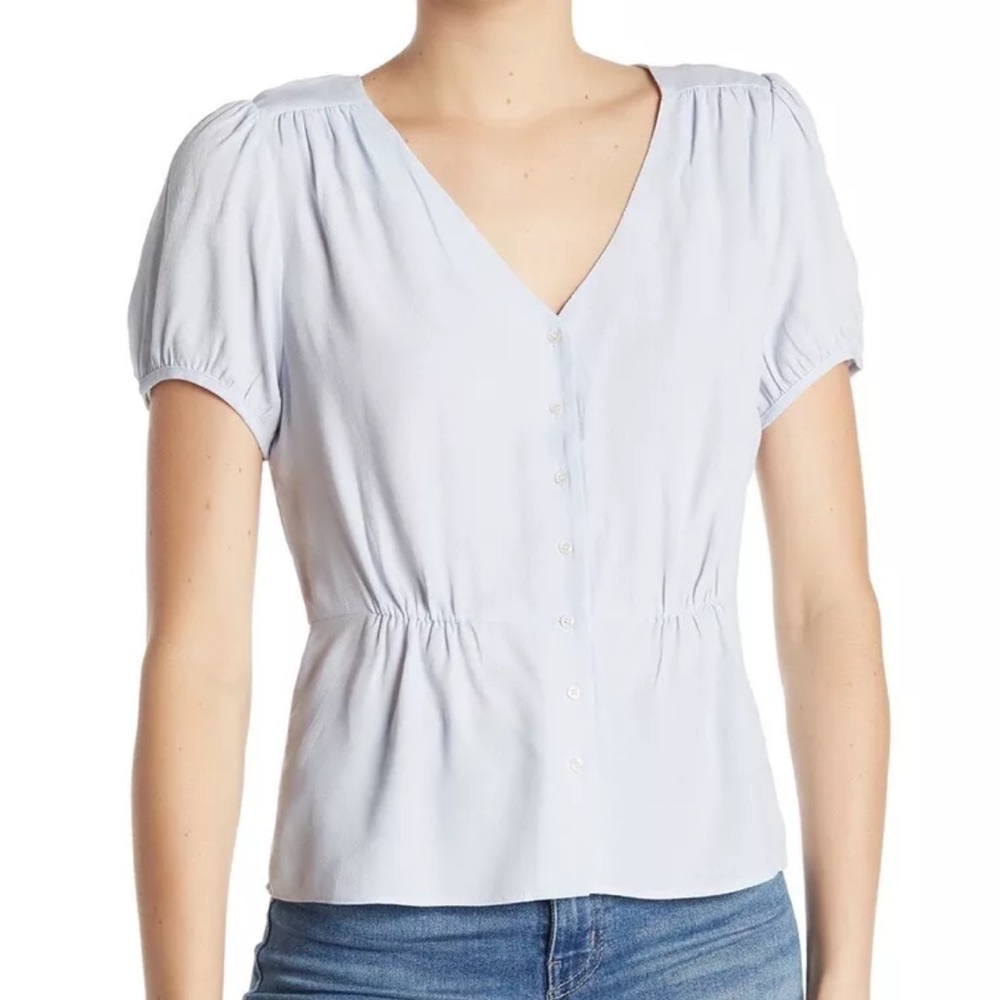New J.Crew Short Sleeve Button Up Peplum Blouse Size 4P